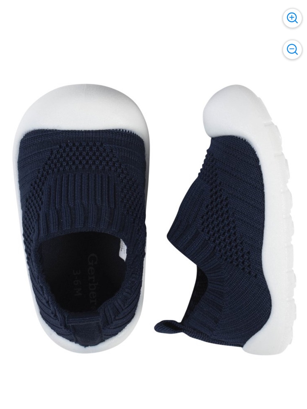 Baby Gerber Navy Knit Slip-On Kids Shoes with White Sole [Size 0-3 Months]
